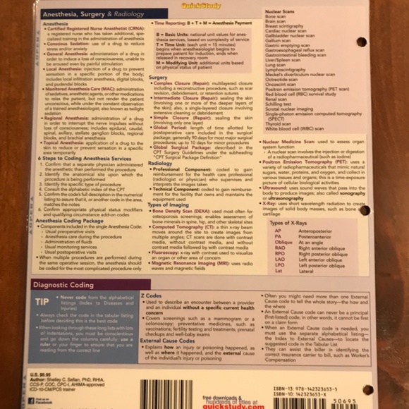 MEDICAL CODING AND MEDICAL CODING ICD-10-CM LAMINATED QUICK STUDY GUIDES - Picture 8 of 8
